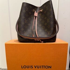Louis Vuitton Brown Monogram Bag with Pink Strap